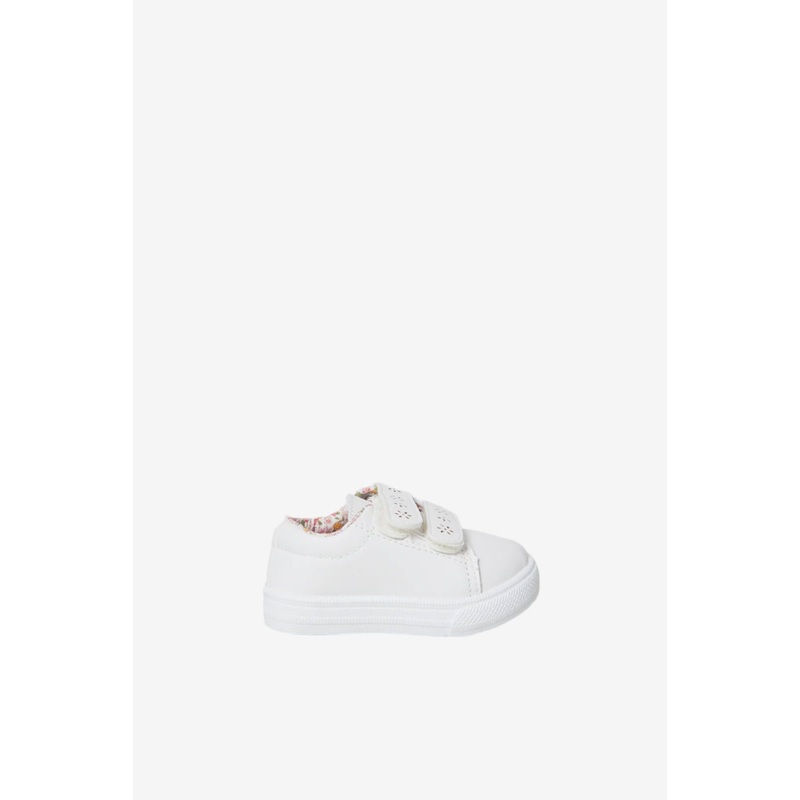 Infant Girls White Double Velcro Pump