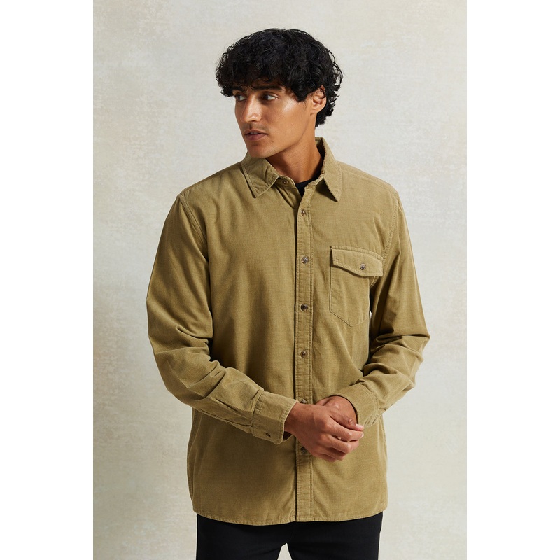 Men Beige Fine Corduroy Shirt|Small|Medium|Large|X-Large|XX-Large