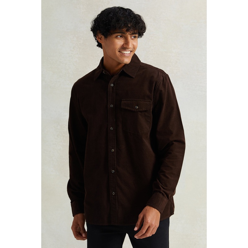 Men Brown Fine Corduroy Shirt|Small|Medium|Large|X-Large|XX-Large
