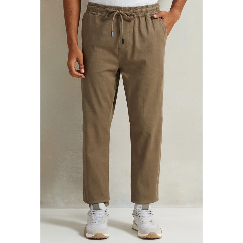 Men Brown Solid Twill Jogger|30 Waist|32 Waist|34 Waist|36 Waist|38 Waist