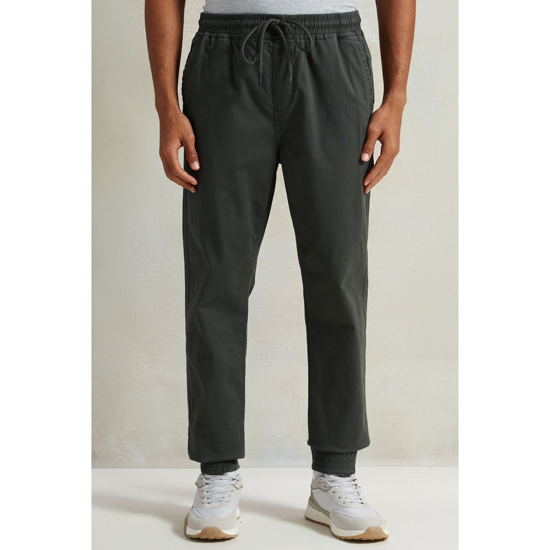 Men Olive Solid Twill Jogger|30 Waist|32 Waist|34 Waist|36 Waist|38 Waist