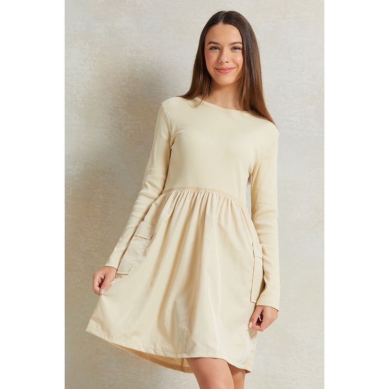 Senior Girls Beige knitted dress