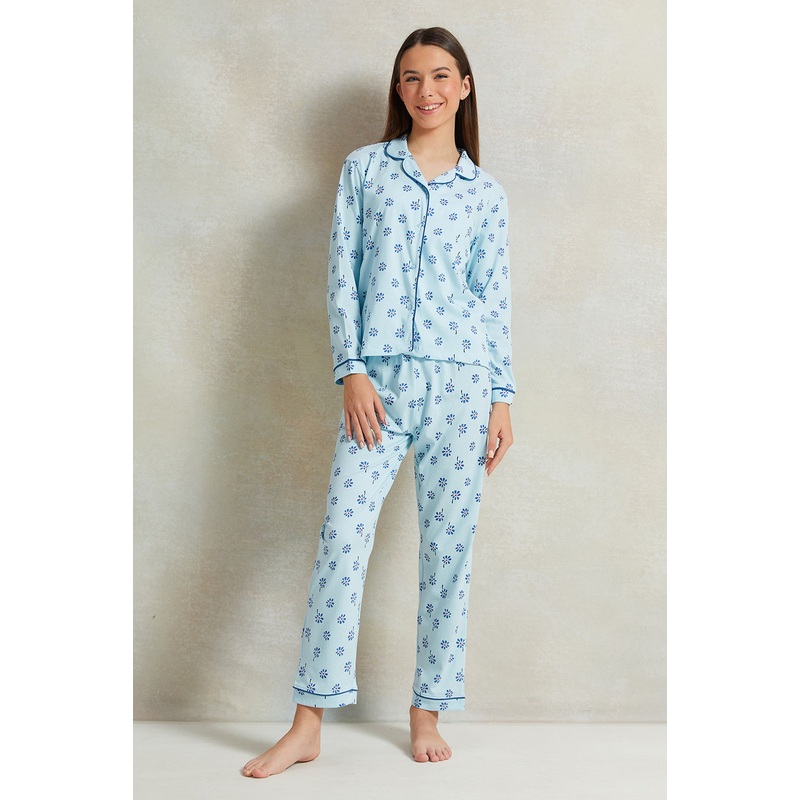 Senior Girls Blue Floral Pyjama Set (2 Piece)