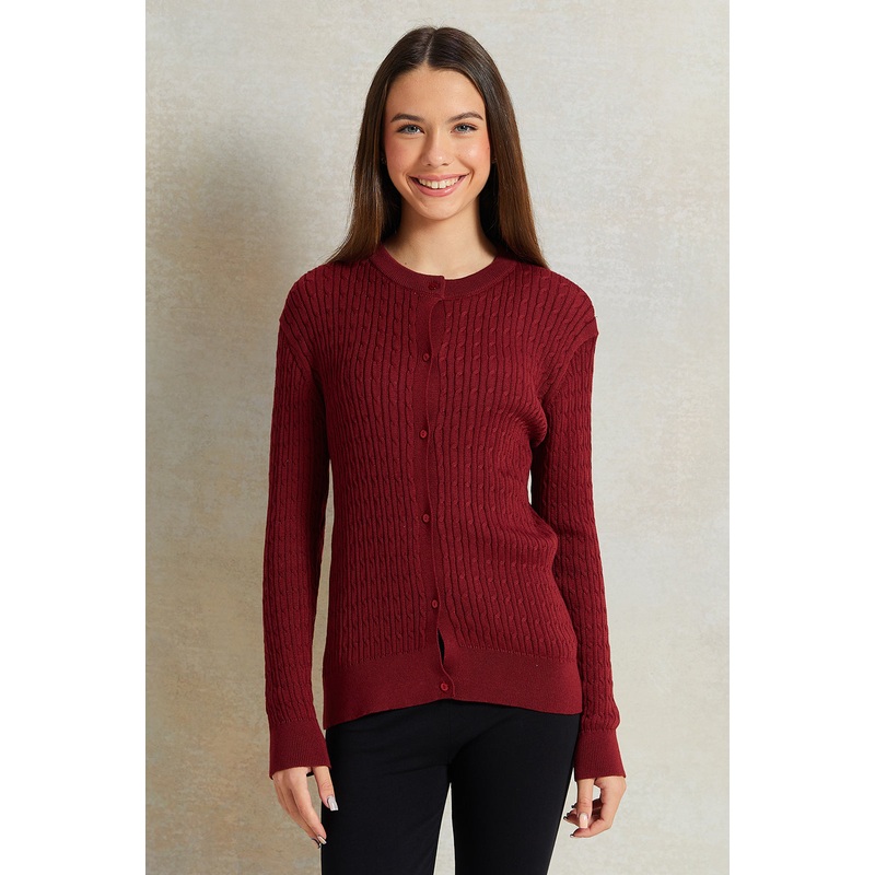 Senior Girls Burgundy Knitted Cardigan