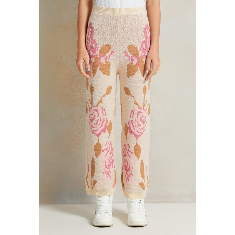 Senior Girls Knitted Rose Print Pants
