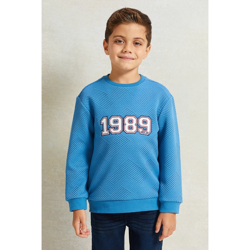 Boys Blue Jacquard Sweatshirt|2-3 Years|3-4 Years|4-5 Years|5-6 Years|6-7 Years|7-8 Years