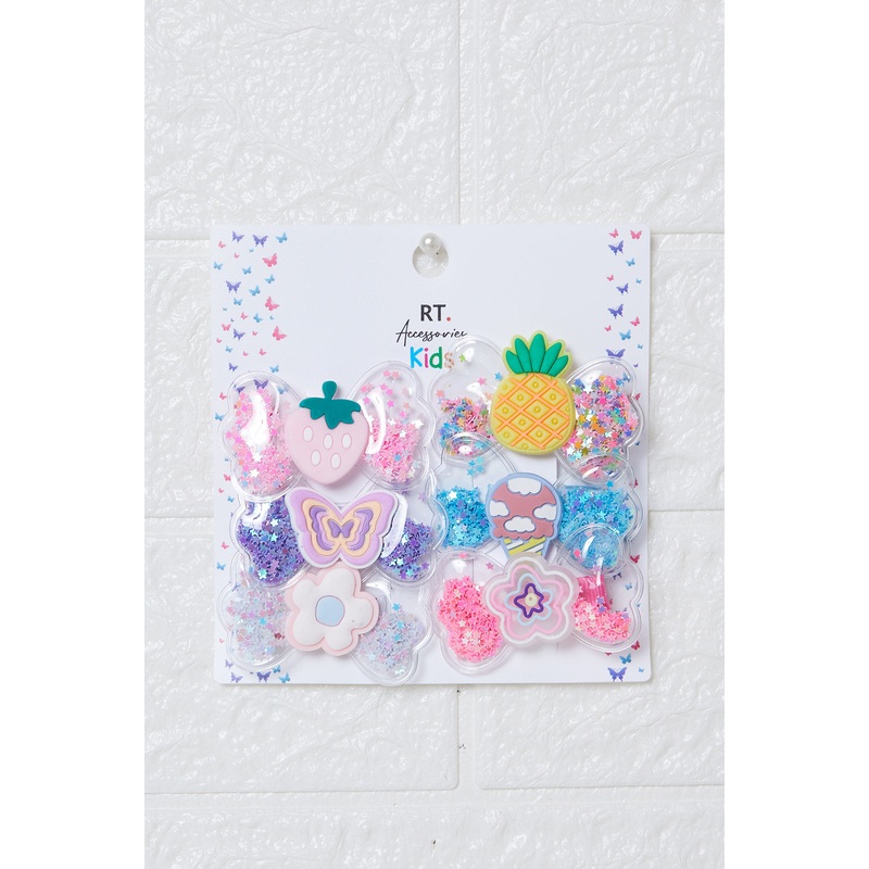 Girls Assorted Fruits Embellishments Hair Clip Set (Pack of 6)