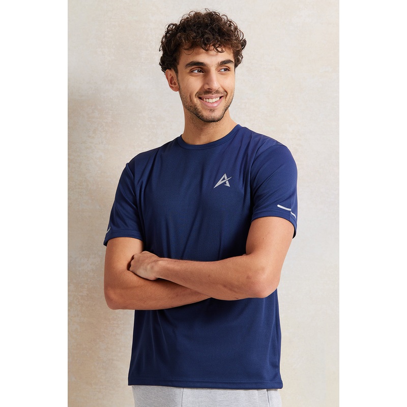 Men Navy Printed Active T-Shirt