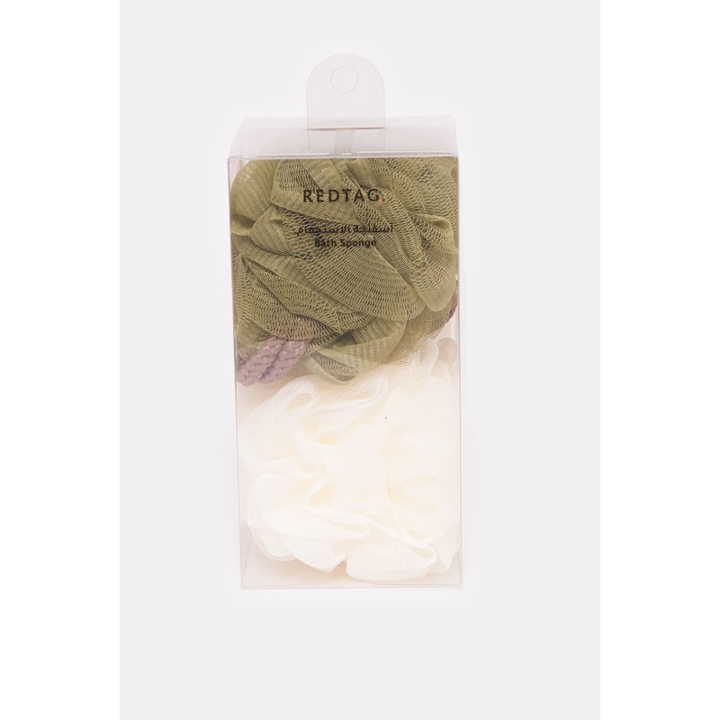 White And Green Mesh Loofahs Set Of (2Piece)