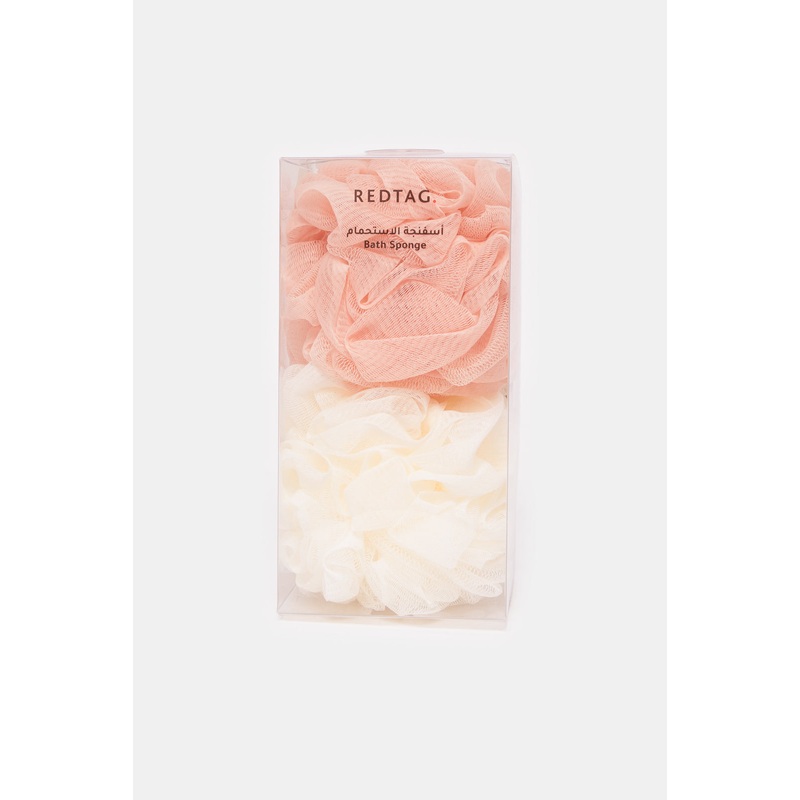 White And Pink Mesh Loofahs Set Of (2Piece)