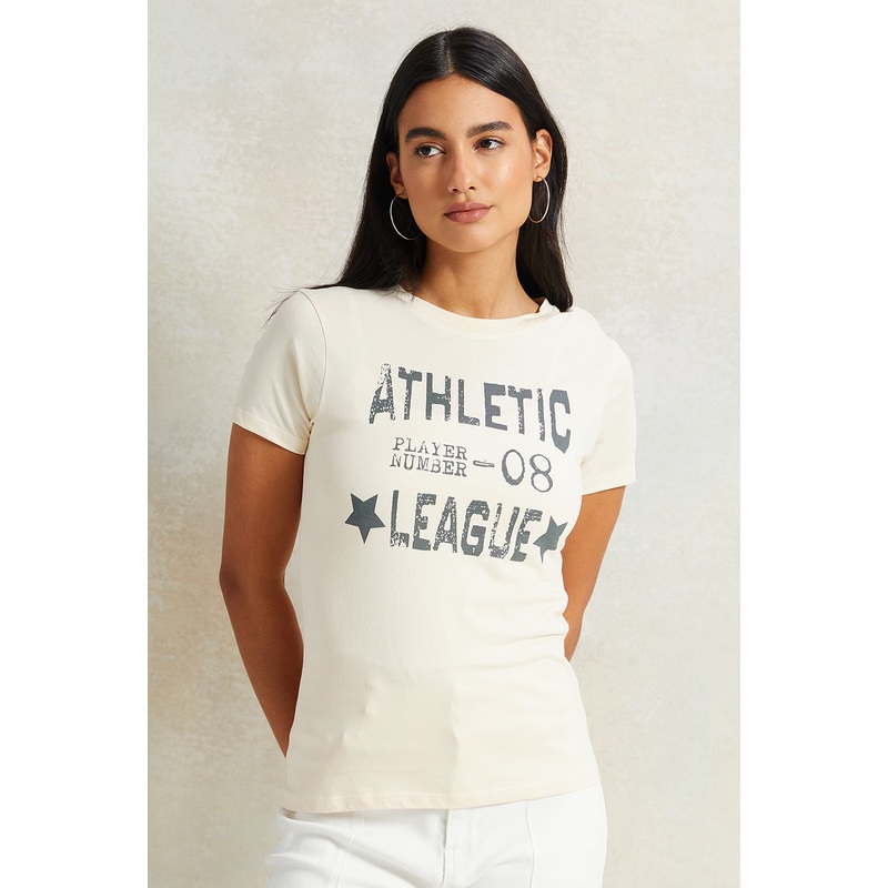 Women Beige Graphic T-Shirt|UK8|UK10|UK12|UK14|UK16|UK18