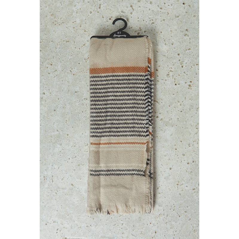 Women Beige Knitted Blanket Scarf
