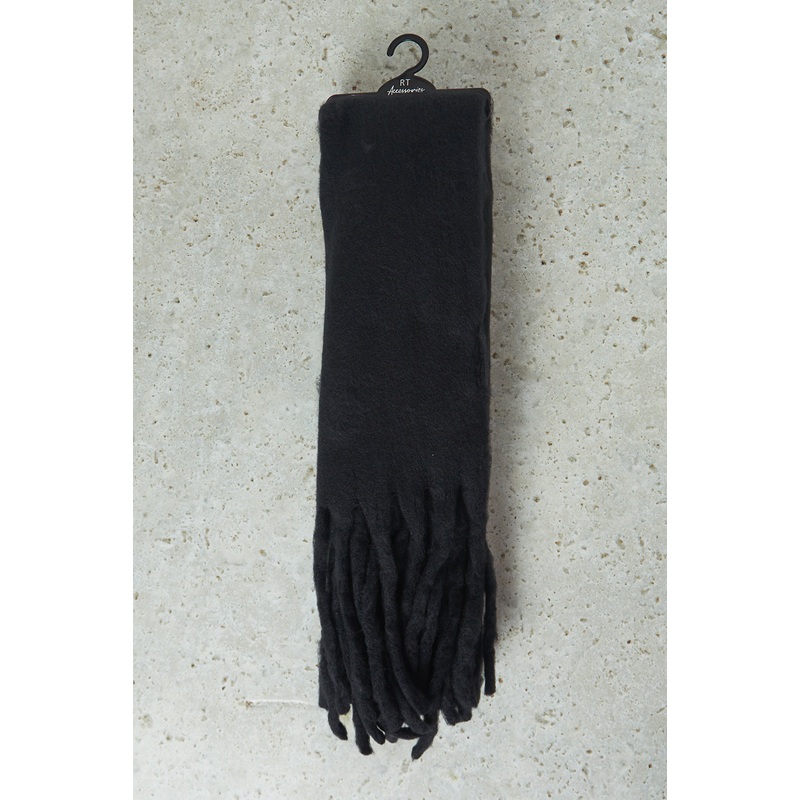 Women Black Knitted Blanket Scarf