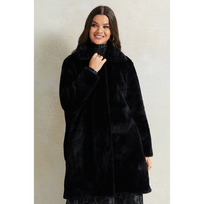 Women Black Long Fur Jacket|UK8|UK10|UK12|UK14|UK16|UK18