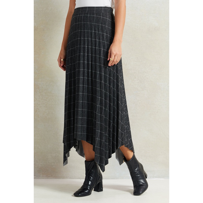 Women Charcoal Checkered Skirt