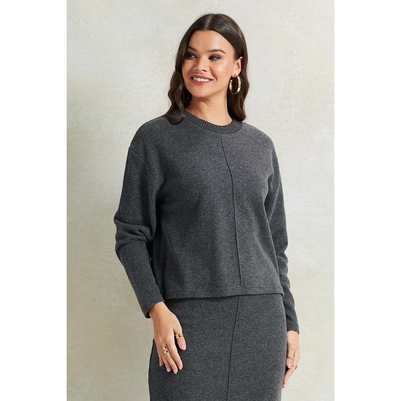 Women Charcoal Knitted Pullover