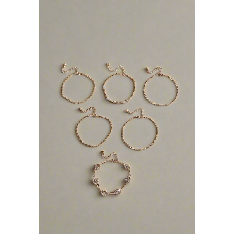 Women Gold Embellished Bracelet Set (Pack of 6)