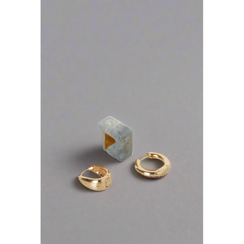 Women Gold Embellished Earrings Set (3 Piece)