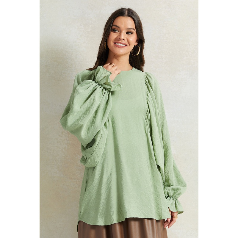 Women Green Long Blouse|UK8|UK10|UK12|UK14|UK16|UK18