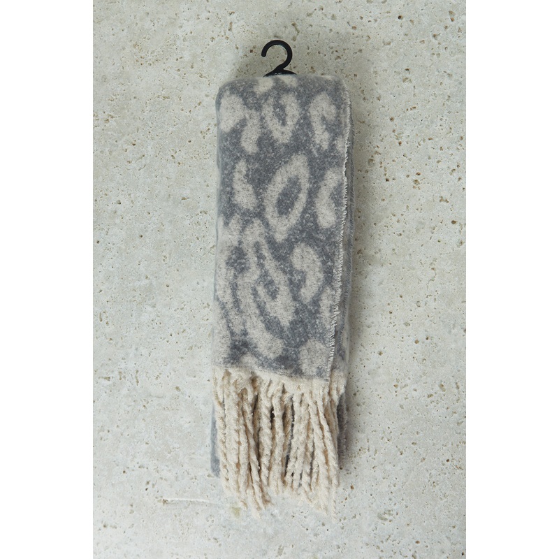 Women Grey Knitted Blanket Scarf