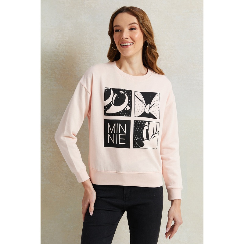 Women Pink Minnie Mouse Printed Sweatshirt