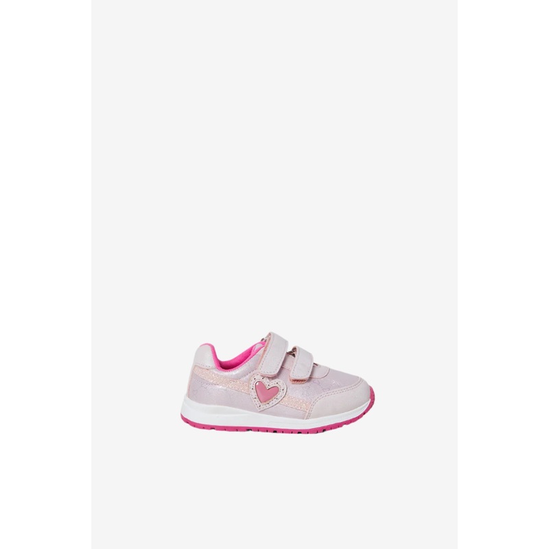 Girls Pink Heart Print Colour Block Sneakers