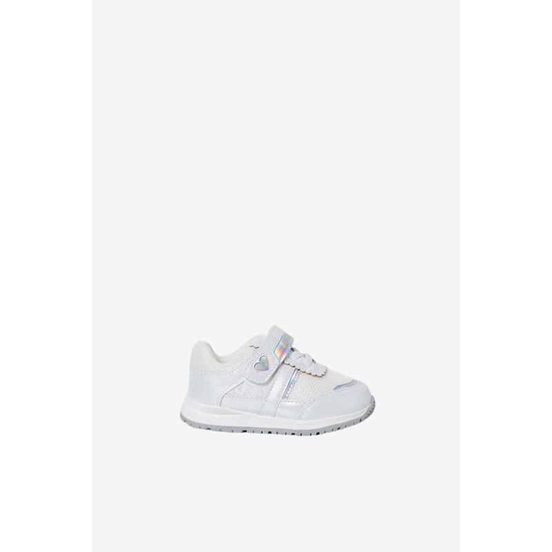 Girls White Colour Block Sneakers