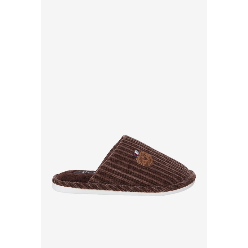 Men Brown Textured Mule Slipper