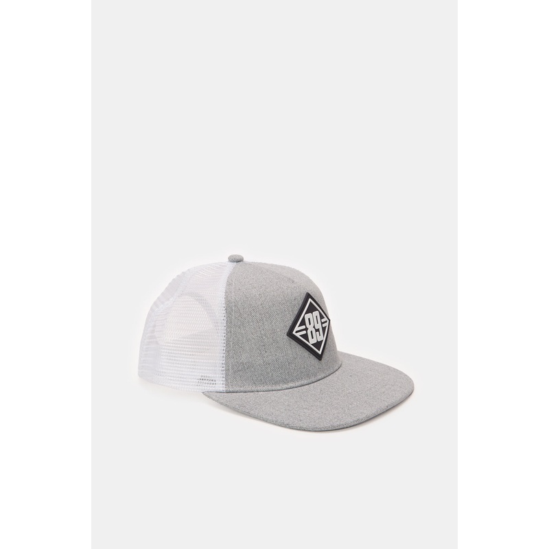 Men Grey And White Cap With Patch
