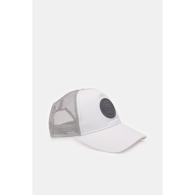 Men White And Grey Cap With Rubber Patch