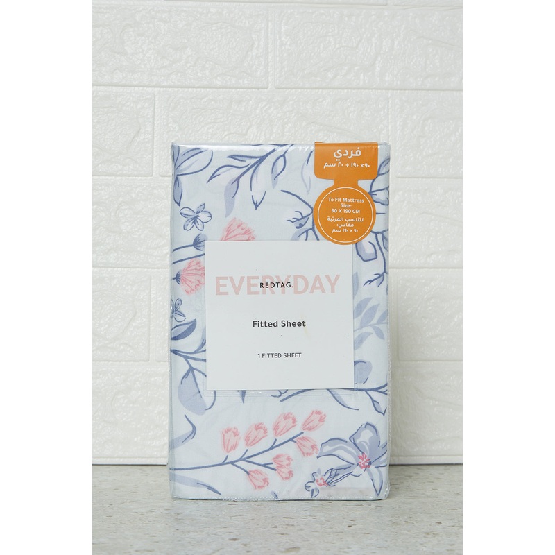 Teal Floral Printed Fitted Sheet (Single Size)