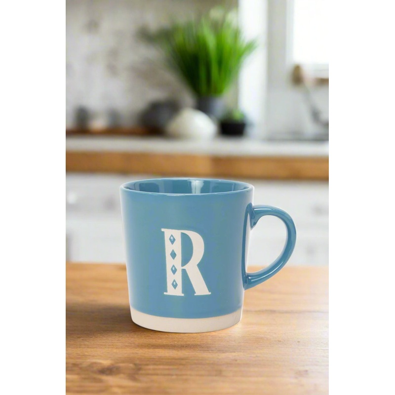 Teal Glaze Alphabet Mug R (13 Oz)