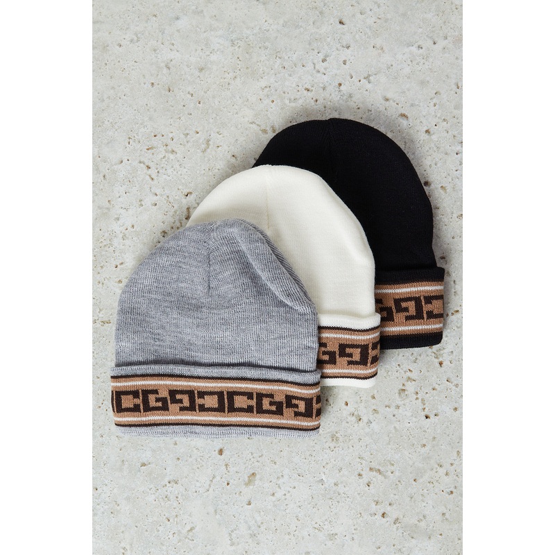 Women Assorted Embellished Knitted Cap Set (Pack of 3)