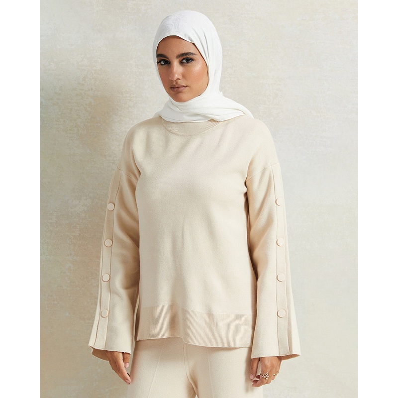 Women Beige Button Detailed Top