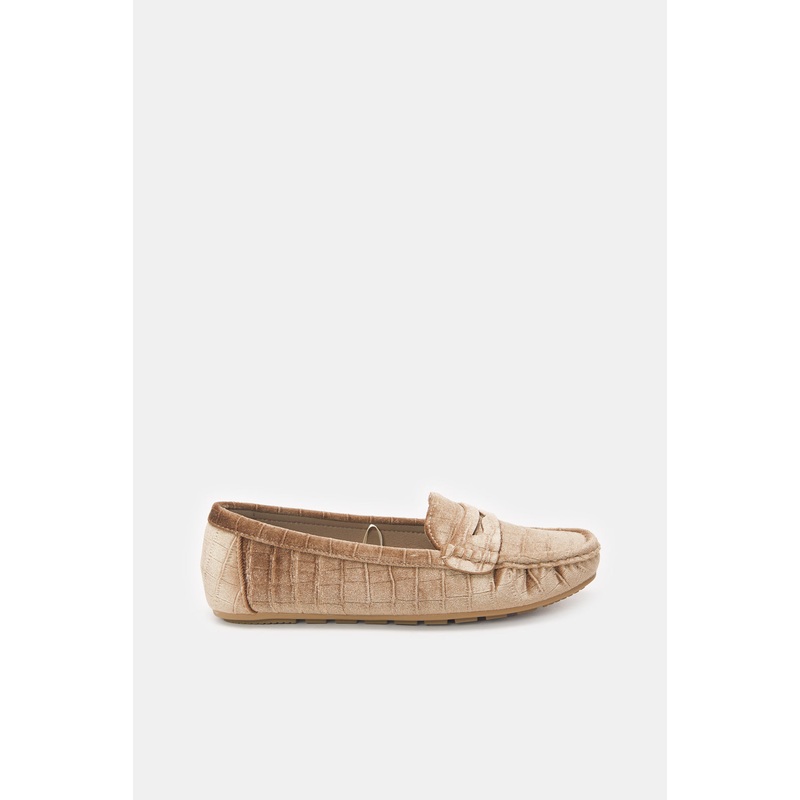 Women Brown Croc Effect Moccasin