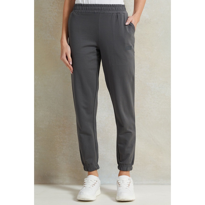 Women Grey Placement Printed Joggers