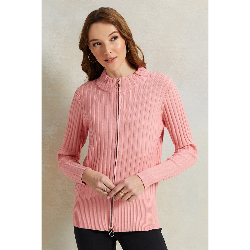 Women Pink Ribbed Pullover|UK8|UK10|UK12|UK14|UK16|UK18