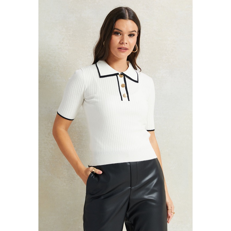 Women White Collared Top|UK8|UK10|UK12|UK14|UK16|UK18