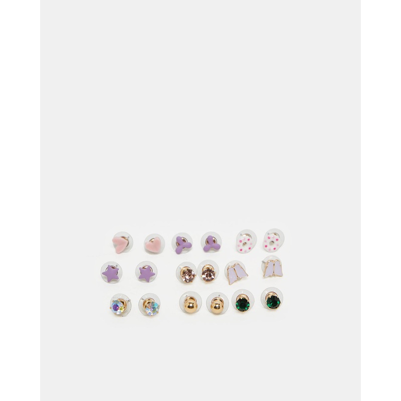 Girls Assorted Embellished Studs (9 Pairs)