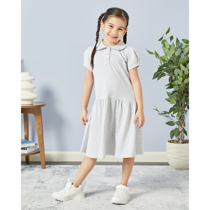 Girls Grey Polo Collar Dress|2-3 Years|3-4 Years|4-5 Years|5-6 Years|6-7 Years|7-8 Years