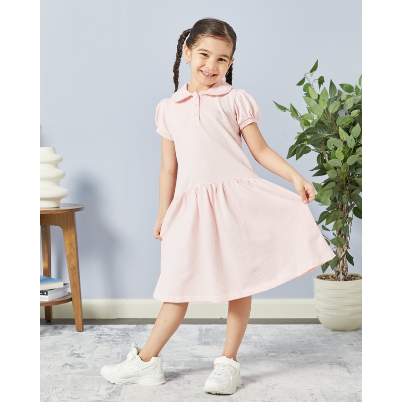 Girls Pink Polo Collar Dress|2-3 Years|3-4 Years|4-5 Years|5-6 Years|6-7 Years|7-8 Years