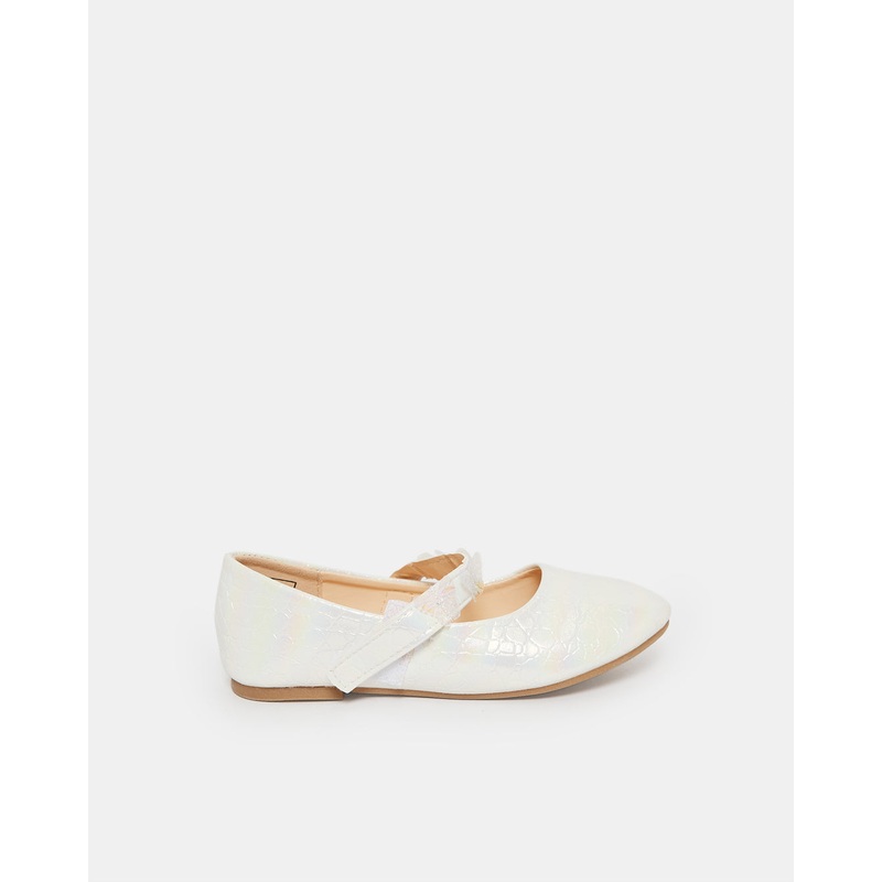 Girls White Textured Ballerina