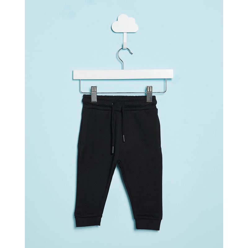 Infant Boys Black Solid Active Pants