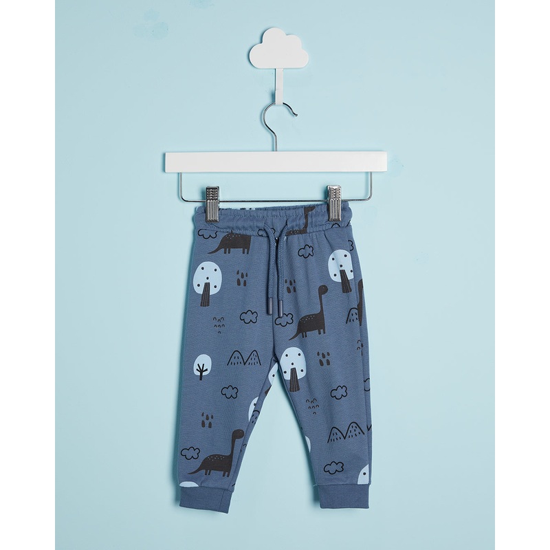 Infant Boys Blue Jungle Print Active Pants