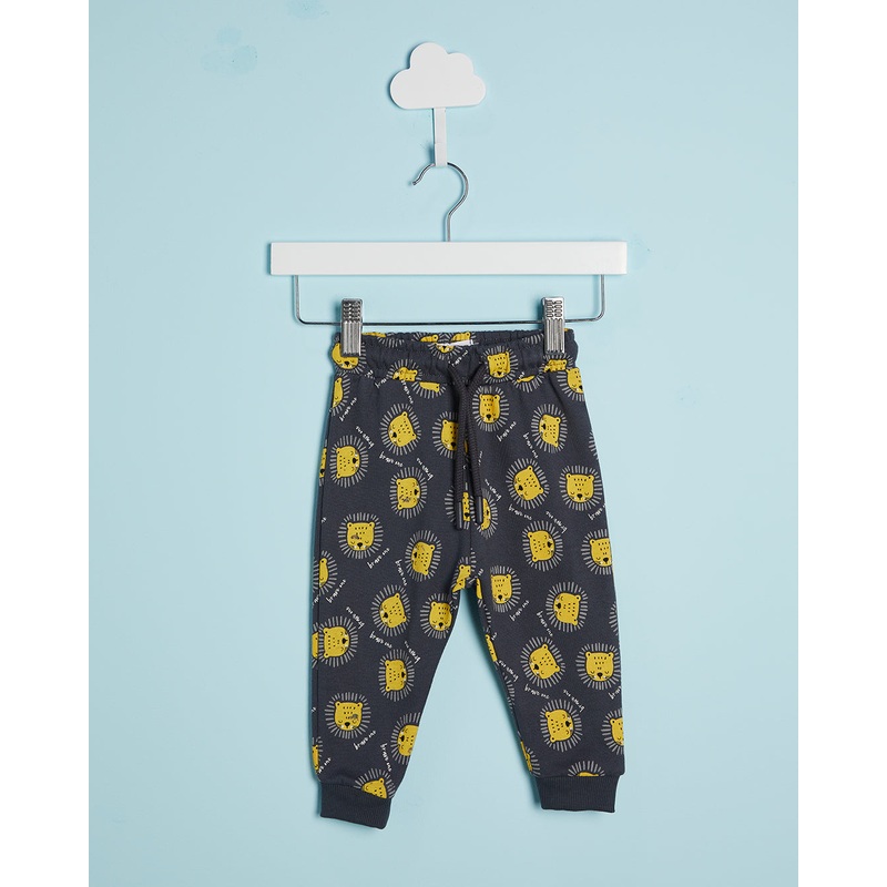 Infant Boys Charcoal Tiger Print Active Pants