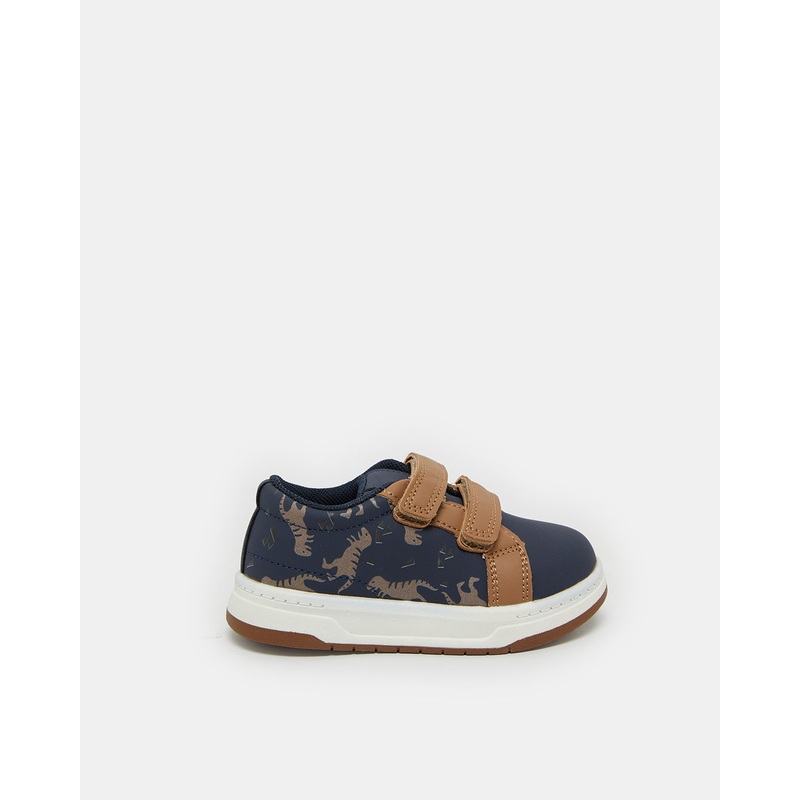 Infant Boys Navy Dinosaur Print Sneaker