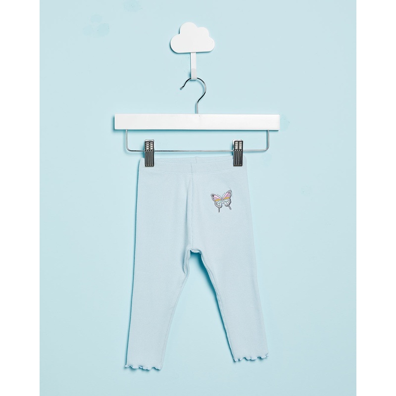 Infant Girls Blue Butterfly Print Leggings