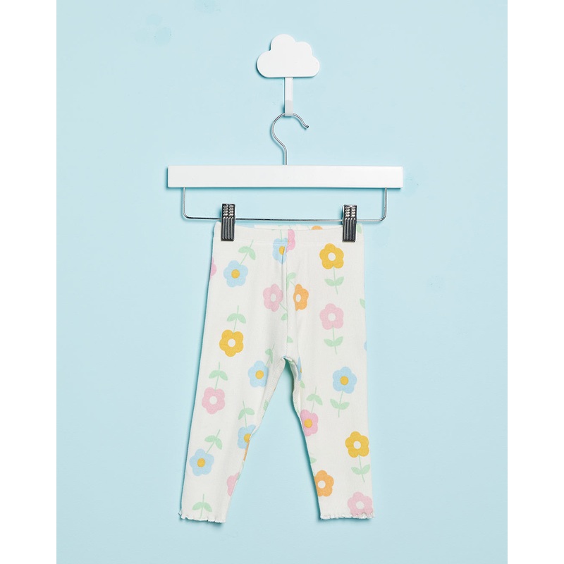 Infant Girls Ivory Floral Print Leggings