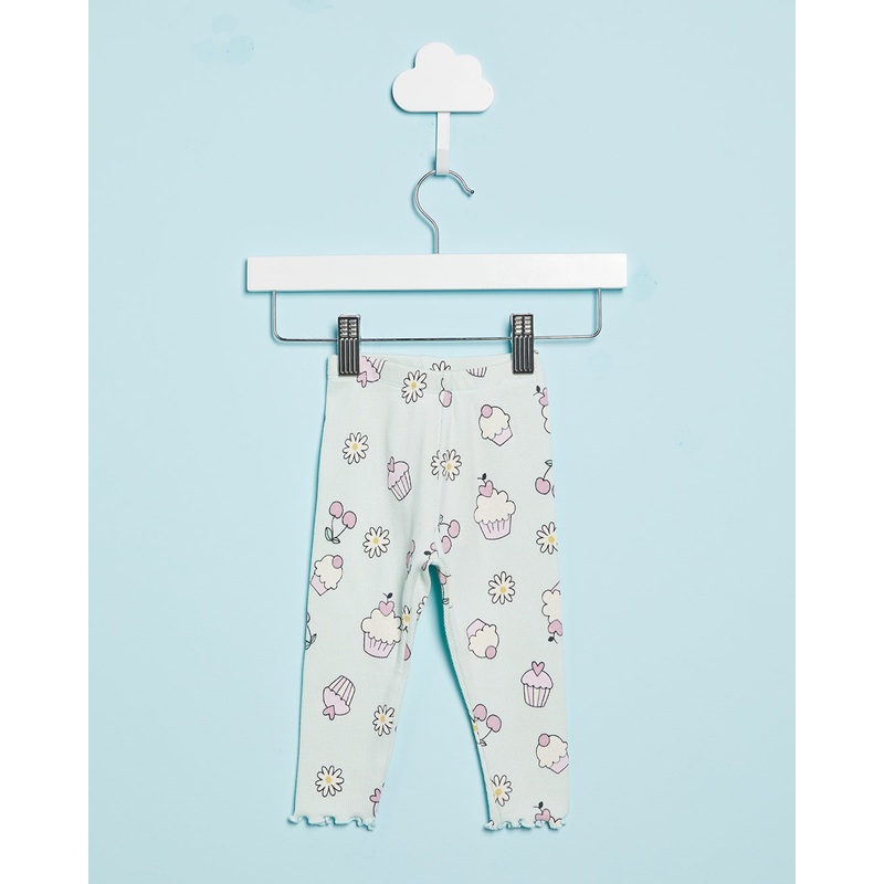 Infant Girls Mint Printed Cupcake Leggings