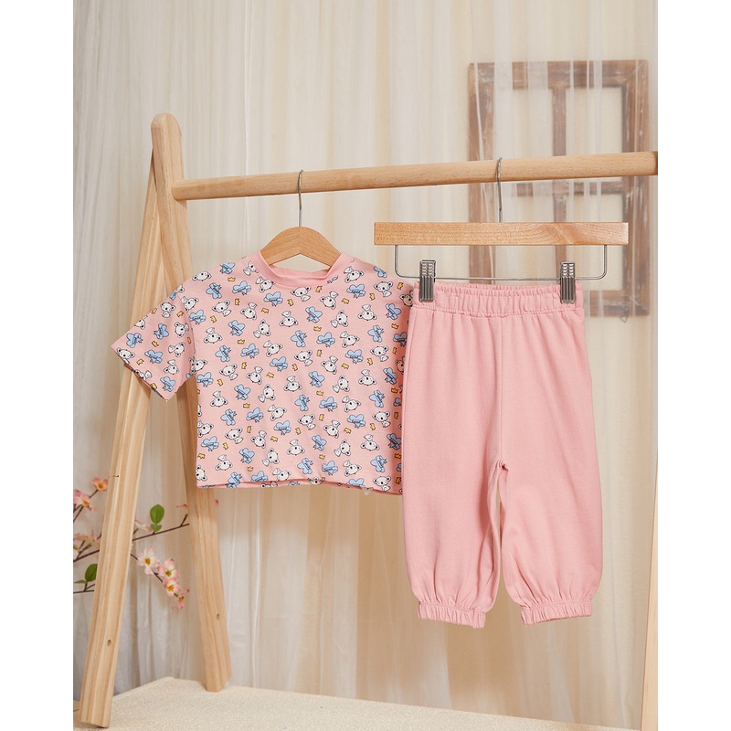 Infant Girls Pink All-Over Print Casual Set (2 Piece)